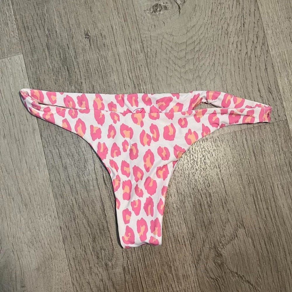 Bamba Swim Jagger Thong Pink Cheetah Print Bikini Bottoms